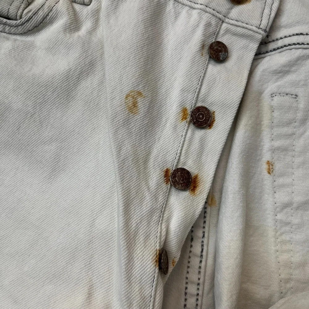 VTG Levi's 501 0657 Jeans Men's White Denim Classic Button Fly 37X29.5 - Flaws